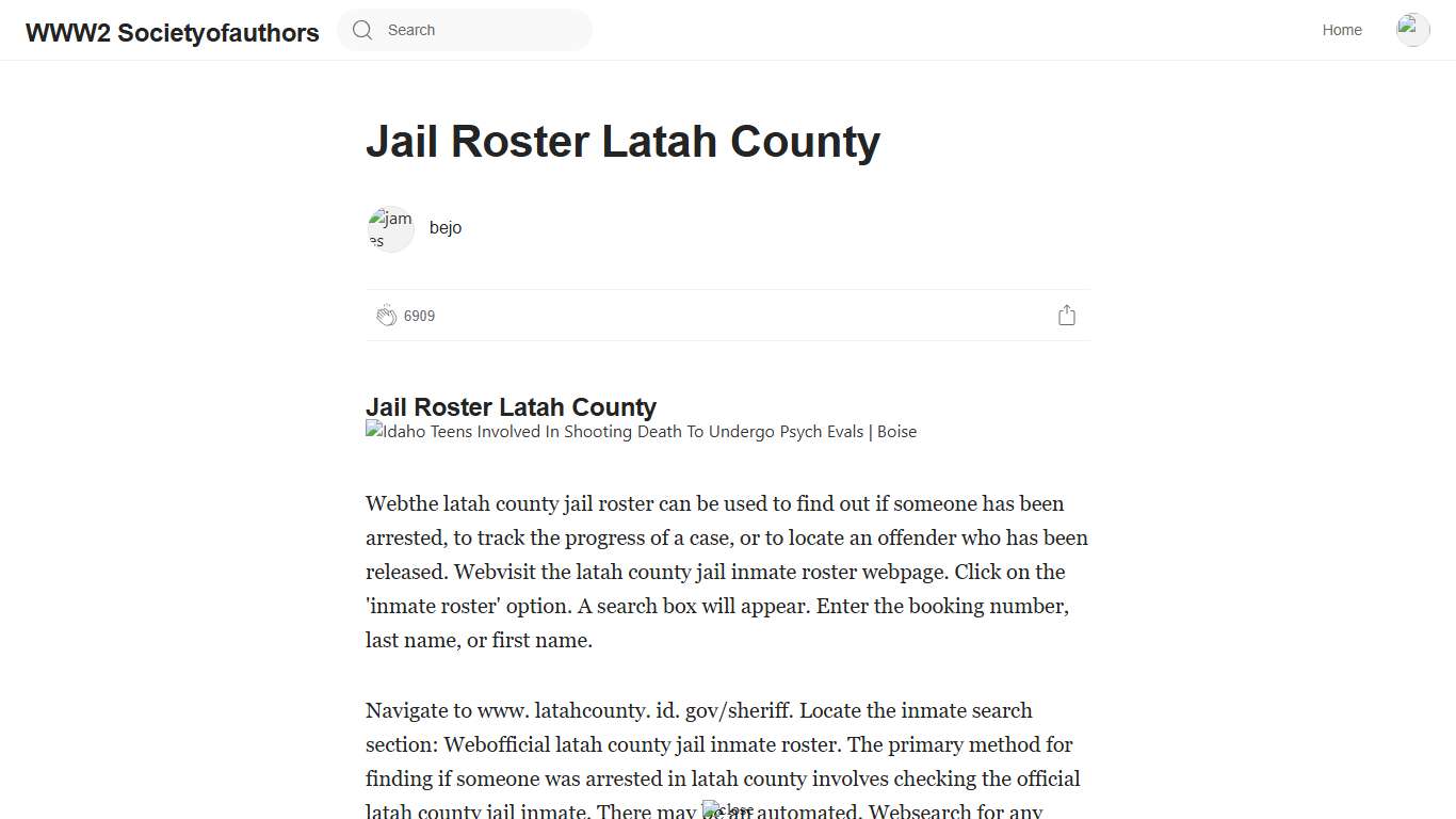 Jail Roster Latah County